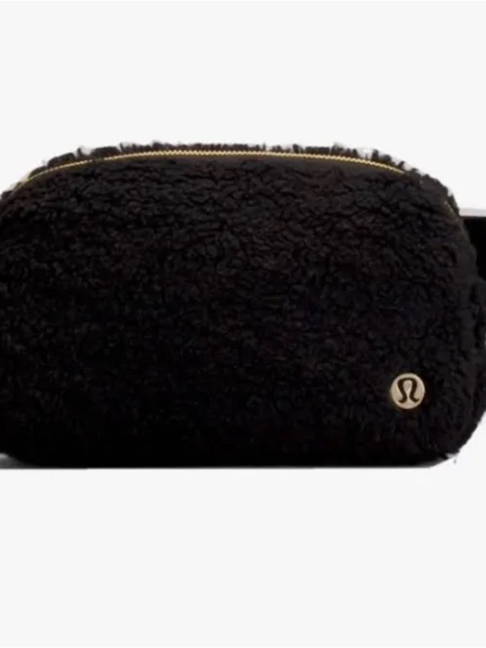 NWOT lululemon athletica Black Sherpa Crossbody Belt Bag with Gold Zipper